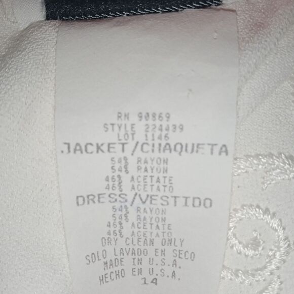 Vintage K Studio Cream 2 Button Open Embroidered Formal Jacket Size 14 - Picture 7 of 7